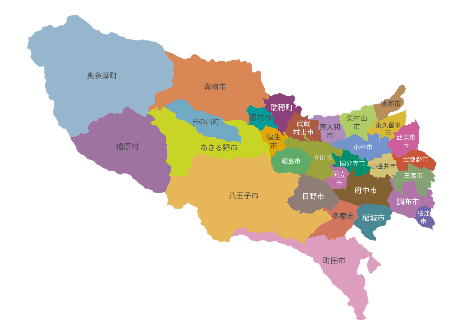 修繕エリア 三多摩地区全域の地図